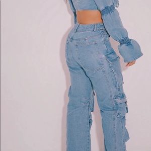 Denim Cargo pants set